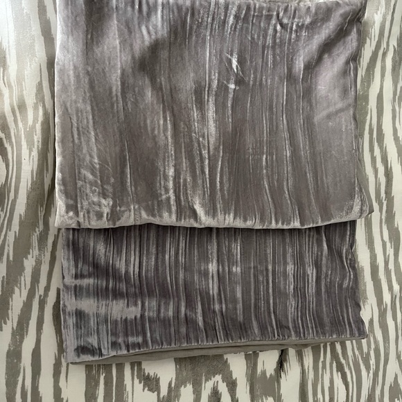 Two West Elm Silver Gray Crushed Velvet Standard Shams. Covers only. - Picture 3 of 4